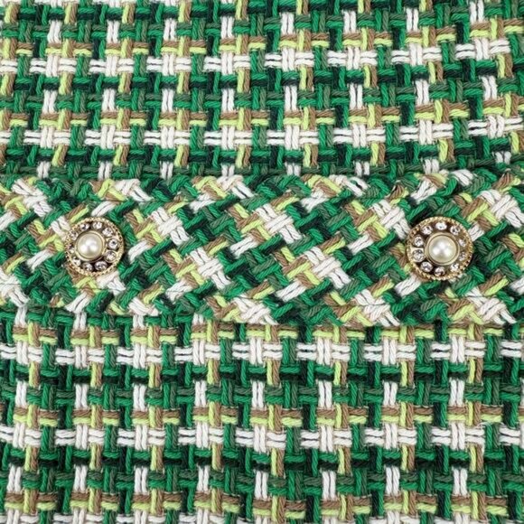 Zara Tweed Pinafore Mini Dress Green Size Small - Picture 7 of 8